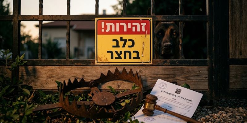 זהירות כלב בחצר